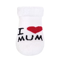 Csecsemő frottír zokni New Baby fehér I Love Mum and Dad