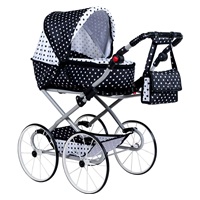 Játék Retro babakocsi 2az1-ben New Baby Natálka fehér - fekete