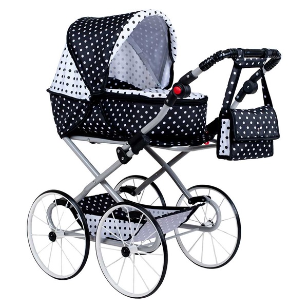 Játék Retro babakocsi 2az1-ben New Baby Natálka fehér - fekete