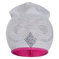 Tavaszi sapka New Baby bagoly szürke - rózsaszín
