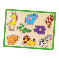 Gyerek fa puzzle fogantyúval Viga Állatkert