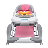 Gyerek bébikomp hintával szilikon kerekek Baby Mix rózsaszín