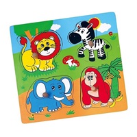 Fa fogantyús formaberakó puzzle Viga Állatkert