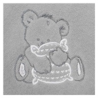 Gyermek frottír törölköző hímzéssel és kapucnival New Baby 80x80 szürke maci