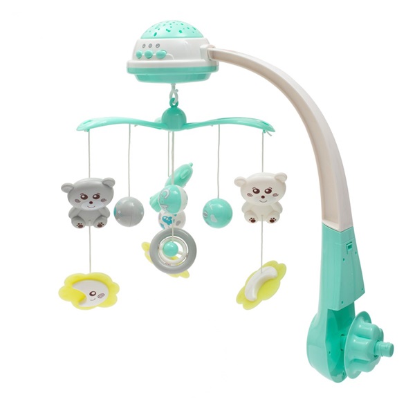 Körhinta a kiságy fölé világító vetítővel Baby Mix menta