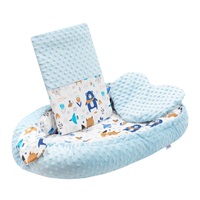 Luxus babafészek párnával és paplannal New Baby Minkyből kék