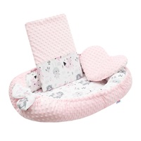 Luxus babafészek párnával és paplannal New Baby Minkyből rózsaszín