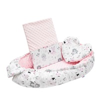 Luxus babafészek párnával és paplannal New Baby Minkyből rózsaszín