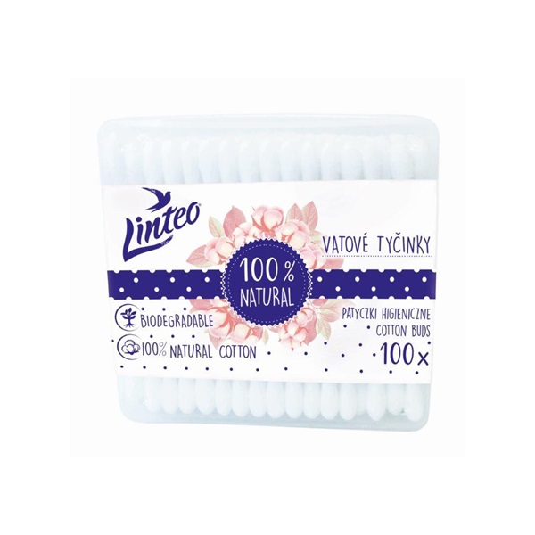 Papír fültisztító pálcika 100% natural Linteo 100 db dobozban