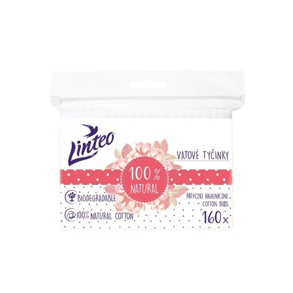 Papír fültisztító pálcika 100% natural Linteo 160 db zacskóban