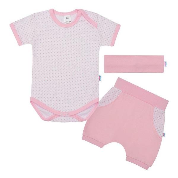3-részes nyári pamut együttes New Baby Perfect Summer világos rózsaszín