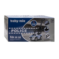 Zenélő bébitaxi vezetőrúddal Baby Mix RENDŐRSÉG fehér
