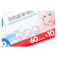 Akuku nedves baba törlőkendő 99% vízzel 60 + 10 db INGYEN