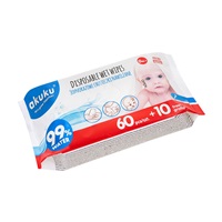 Akuku nedves baba törlőkendő 99% vízzel 60 + 10 db INGYEN