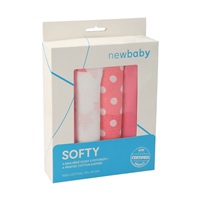 Pamut tetra pelenka New Baby Softy nyomtatott mintával  70 x 70 cm 4 db fehér-rózsaszín
