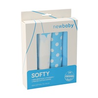 Pamut tetra pelenka New Baby Softy nyomtatott mintával  70 x 70 cm 4 db fehér-türkiz