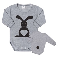 Csecsemő body hossú ujj New Baby Állat Nyuszi szürke