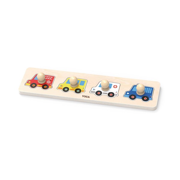 Fa fogantyús formaberakó puzzle Viga Autók