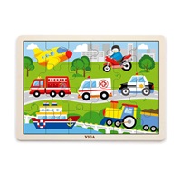 Gyermek fa puzzle Viga járművek
