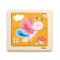 Fa képes kirakó puzzle Viga 4 db Pillangó