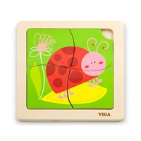 Fa képes kirakó puzzle Viga 4 db Katica