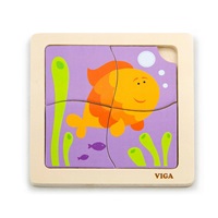 Fa képes kirakó puzzle Viga 4 db Halacska