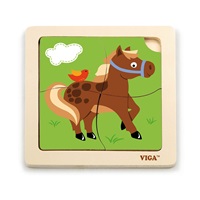 Fa képes kirakó puzzle Viga 4 db lovacska