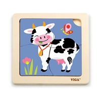 Fa képes kirakó puzzle Viga 4 db tehénke