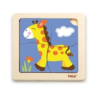 Fa képes kirakó puzzle Viga 4 db Zsiráf