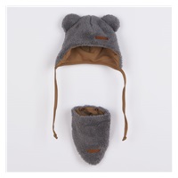 Téli baba sapka és nyakba való kendő New Baby Teddy bear szürke