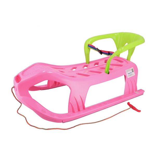 Műanyag szánkó háttámlával Baby Mix SNOW STAR rózsaszín