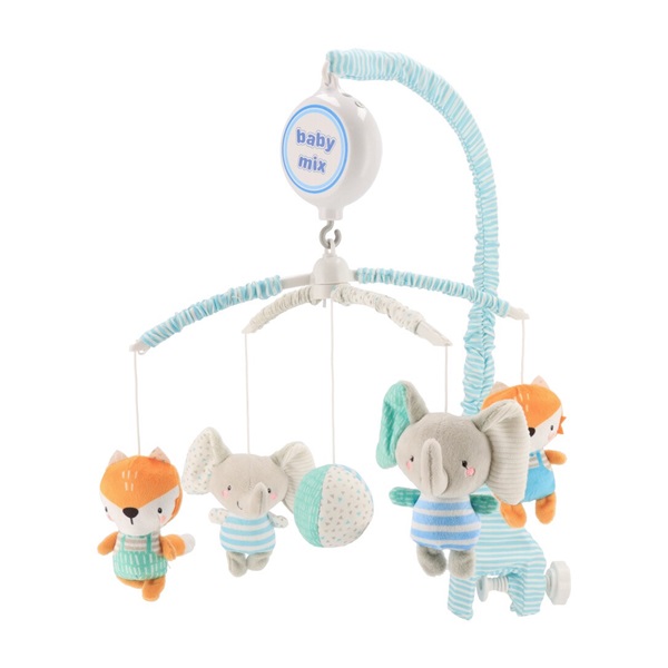Elektronikus körhinta a kiságy fölé Baby Mix Elefántok és róka
