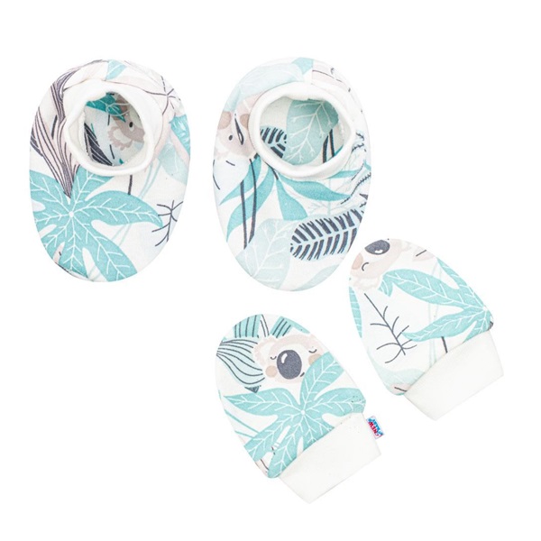 Baba pamut szett-kiscipő és kesztyű New Baby Lovely zöld