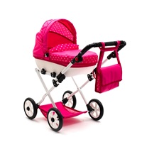 Játék babakocsi New Baby COMFORT rózsaszín pöttyös