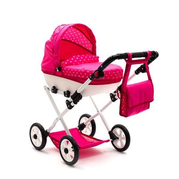 Játék babakocsi New Baby COMFORT rózsaszín pöttyös