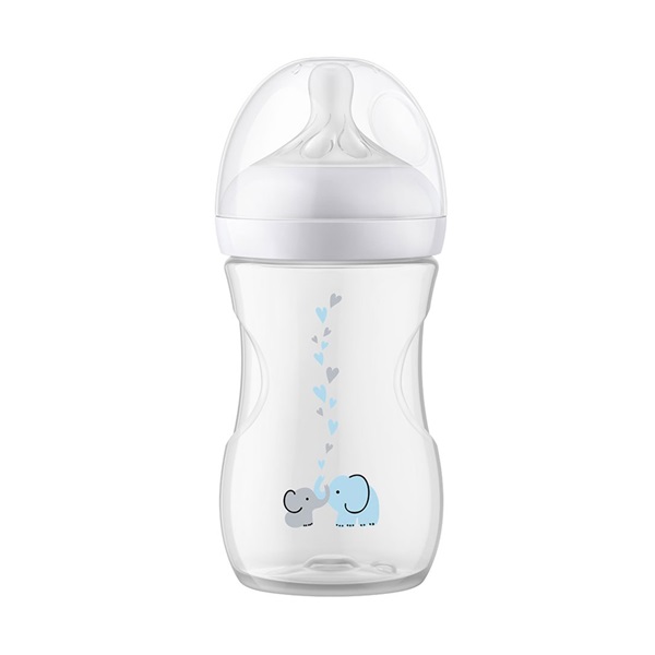 Baba cumisüveg Avent Natural Response 260 ml s szeleppel Air Free elefánt