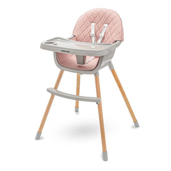 Etetőszék Baby Mix Freja wooden dusty pink