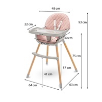 Etetőszék Baby Mix Freja wooden dusty pink