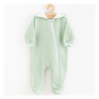 Baba muszlin kezeslábas kapucnival New Baby Comfort clothes zsálya színű