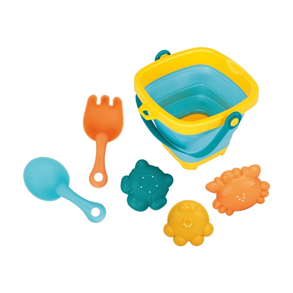 Összecsukható homokozó vödör és játékok – Baby Mix, 5 darabos készlet