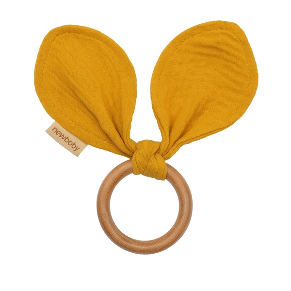 Rágóka levelekkel New Baby Ears mustard