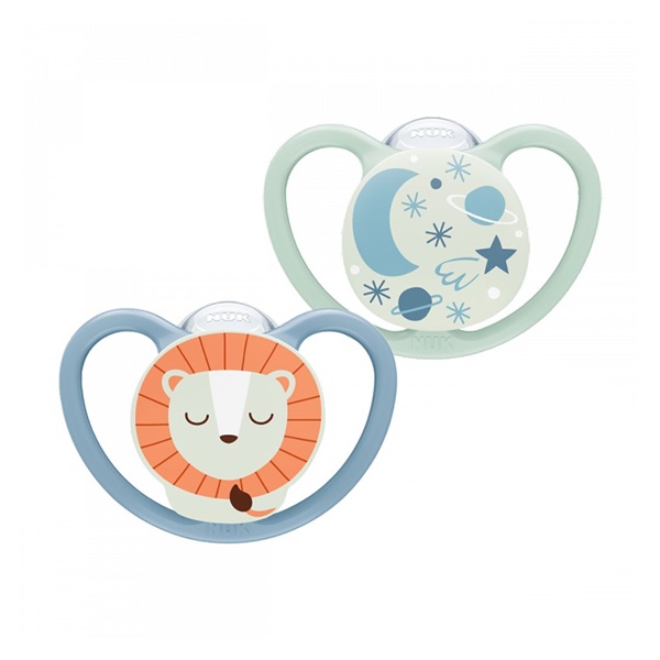 Baba cumi NUK Space Nights 6-18h 2 db/BOX fiú