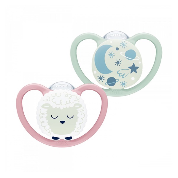 Baba cumi NUK Space Nights 6-18h 2 db/BOX lány