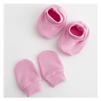 Baba pamut szett-kiscipő és kesztyű New Baby Casually dressed rózsaszín 0-6m