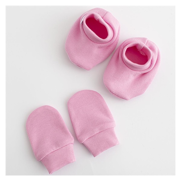 Baba pamut szett-kiscipő és kesztyű New Baby Casually dressed rózsaszín 0-6m