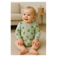 Csecsemő muszlin patentos body New Baby Avocado