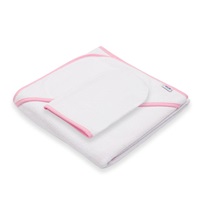 Gyermek frottír törölköző és kapucnival New Baby BASIC 80x80 fehér-rózsaszín