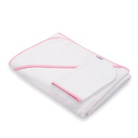 Gyermek frottír törölköző és kapucnival New Baby BASIC 100x100 fehér-rózsaszín