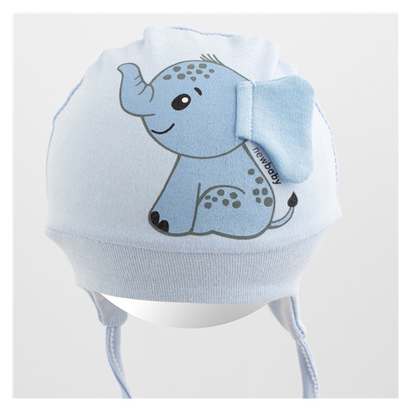 Pamut baba sapka New Baby Happy Elephant blue