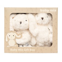 Ajándékszett Baby Mix – fehér nyuszi csörgővel és takaróval